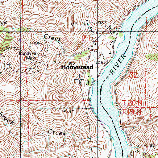 Topographic Map of Homestead, OR