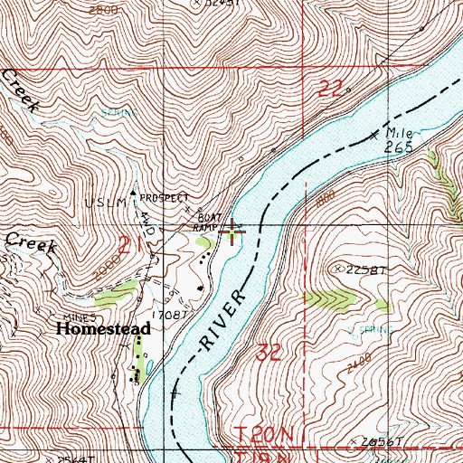 Topographic Map of Homestead Creek, OR