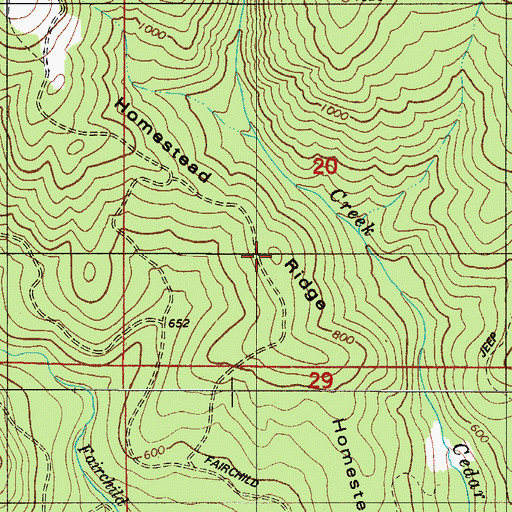 Topographic Map of Homestead Ridge, OR