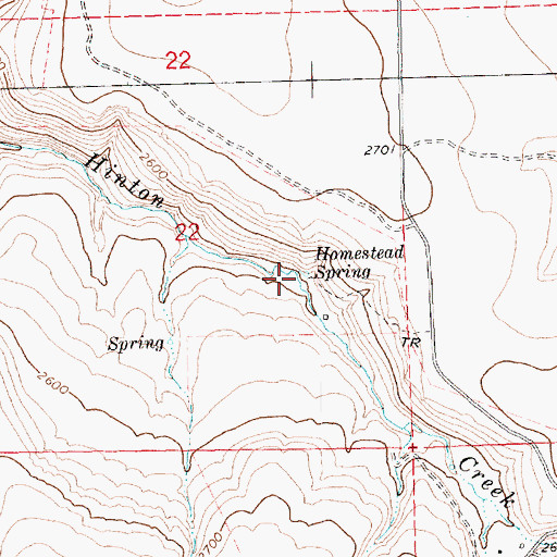 Topographic Map of Homestead Spring, OR