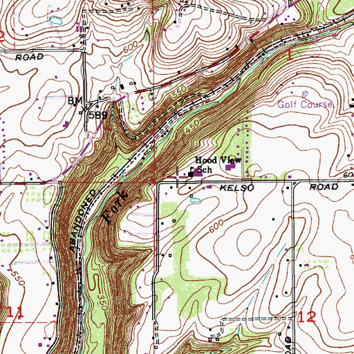 Topographic Map of Hood View Junior Academy, OR
