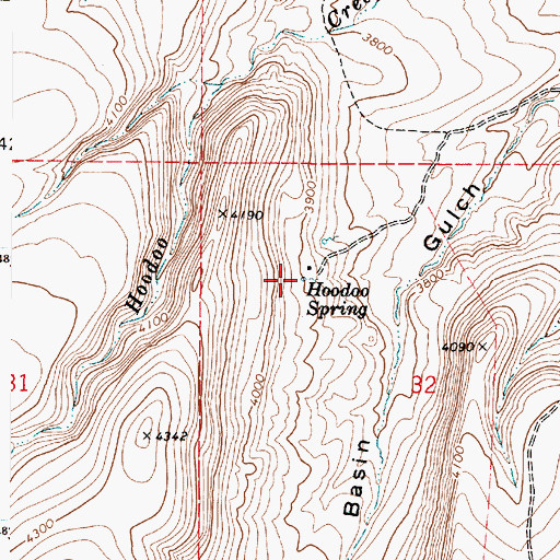Topographic Map of Hoodoo Spring, OR