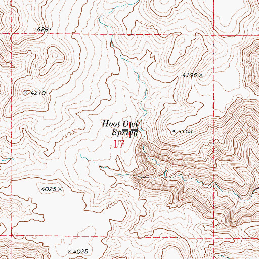 Topographic Map of Hoot Owl Spring, OR