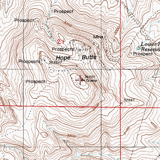 Topographic Map of Hope Butte, OR