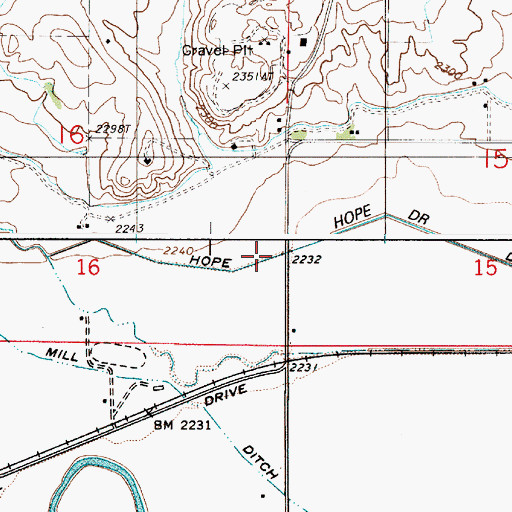 Topographic Map of Hope Drain, OR