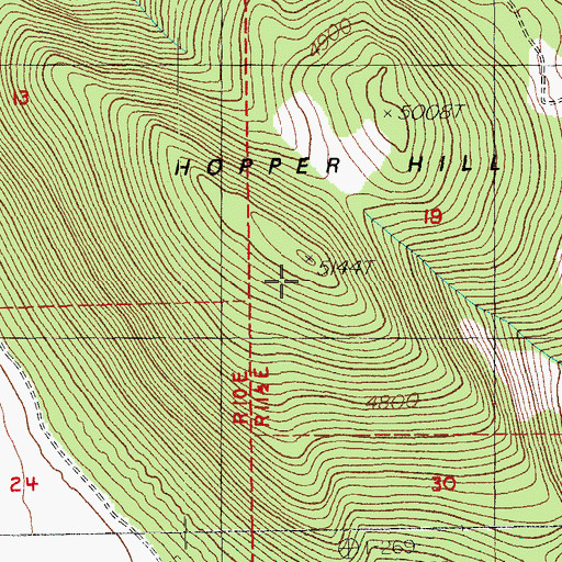 Topographic Map of Hopper Hill, OR