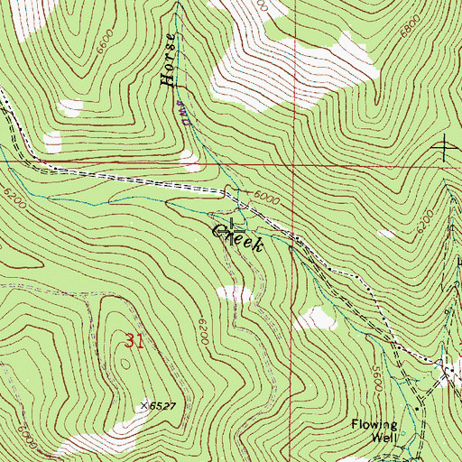 Topographic Map of Horse Creek, OR