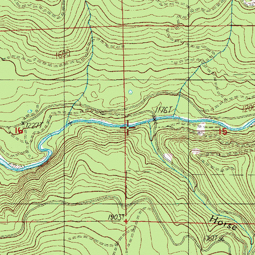 Topographic Map of Horse Creek, OR