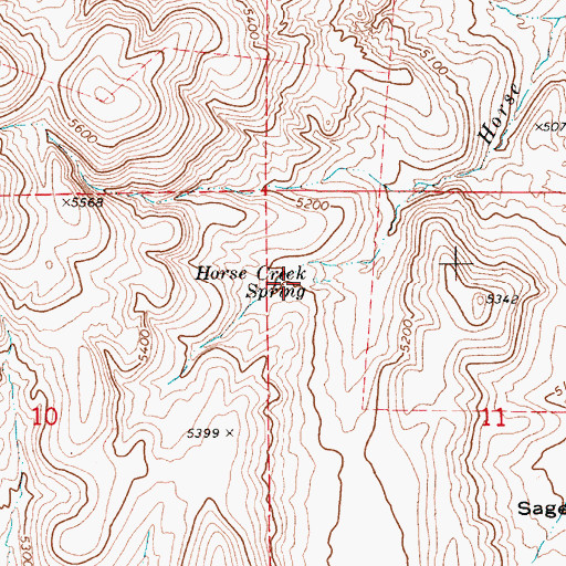 Topographic Map of Horse Creek Spring, OR