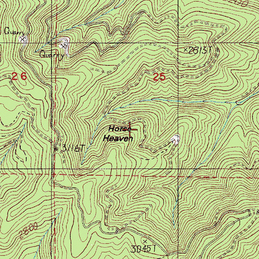 Topographic Map of Horse Heaven, OR