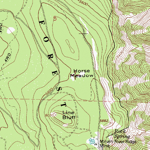Topographic Map of Horse Meadow, OR