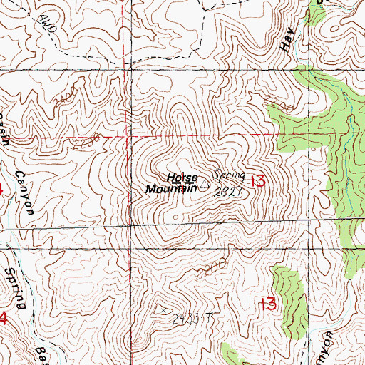 Topographic Map of Horse Mountain, OR