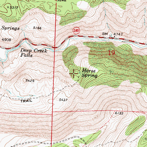 Topographic Map of Horse Spring, OR