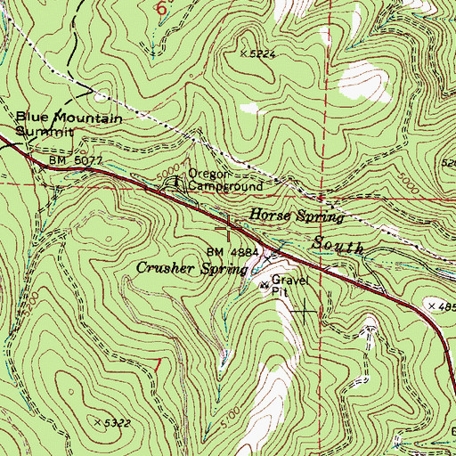 Topographic Map of Horse Spring, OR
