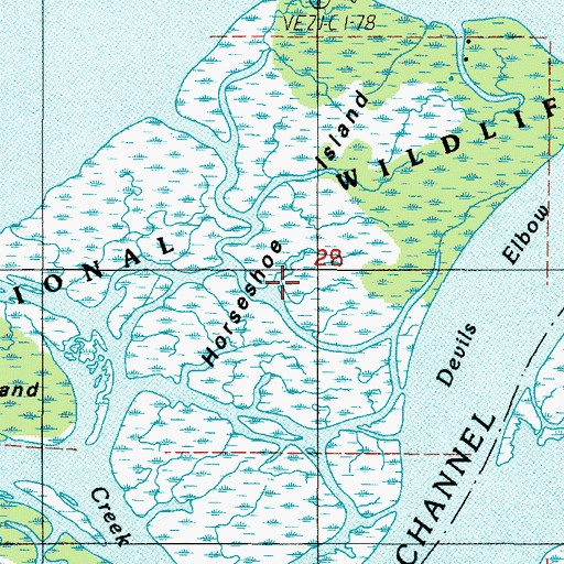 Topographic Map of Horseshoe Island, OR