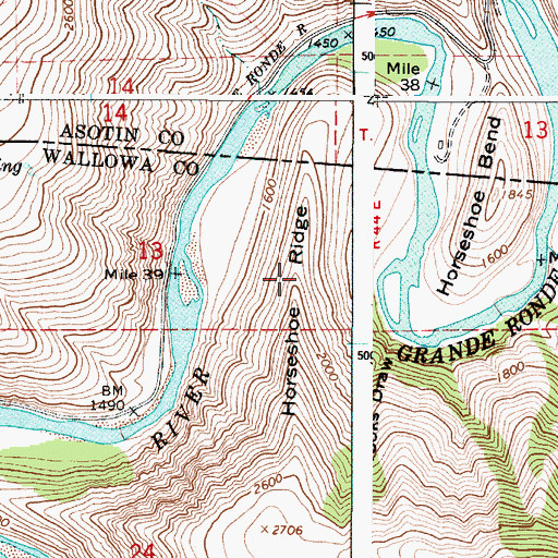 Topographic Map of Horseshoe Ridge, OR