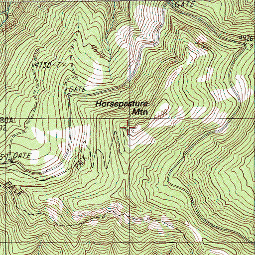 Topographic Map of Horsepasture Mountain, OR