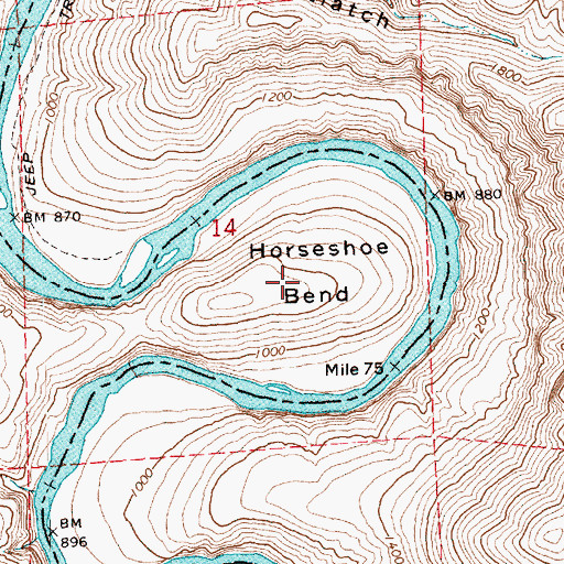 Topographic Map of Horseshoe Bend, OR