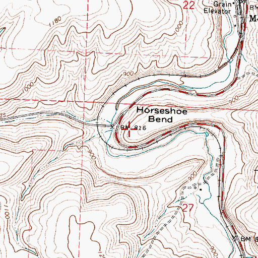 Topographic Map of Horseshoe Bend, OR