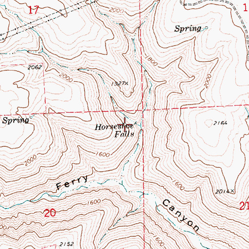 Topographic Map of Horseshoe Falls, OR