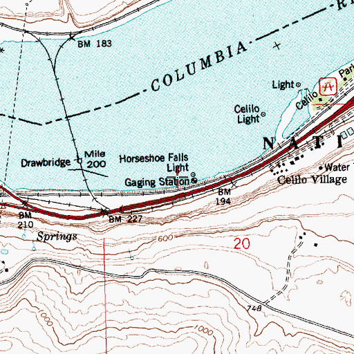 Topographic Map of Horseshoe Falls Light, OR