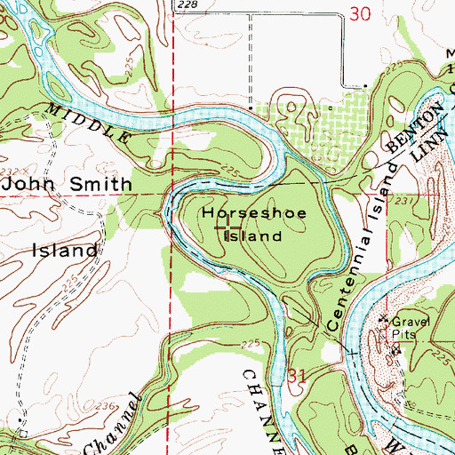 Topographic Map of Horseshoe Island, OR