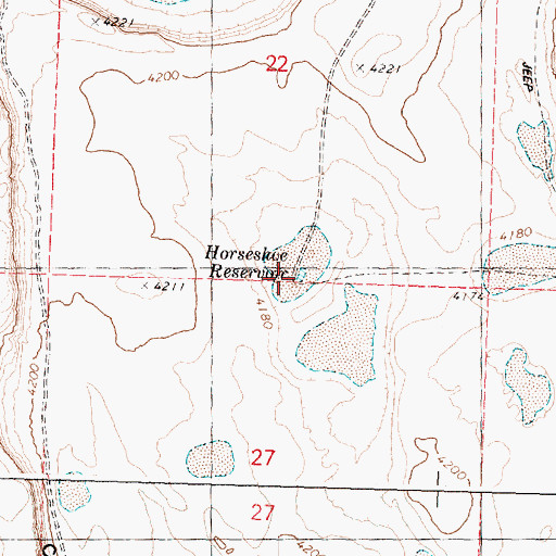 Topographic Map of Horseshoe Reservoir, OR