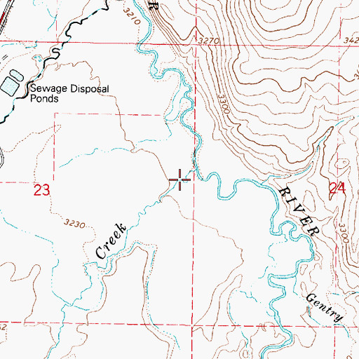 Topographic Map of Hot Creek, OR