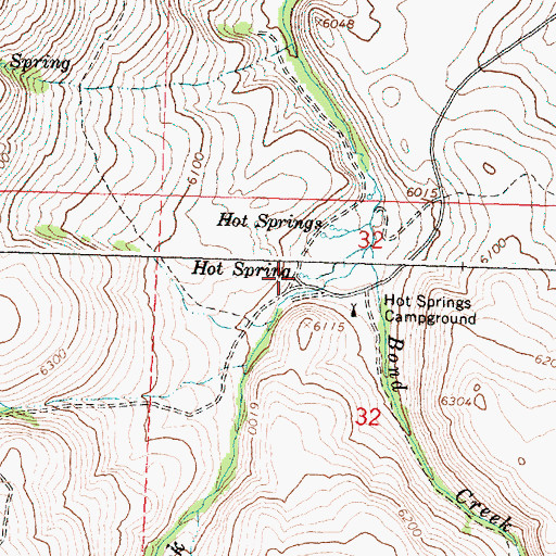 Topographic Map of Hot Spring, OR
