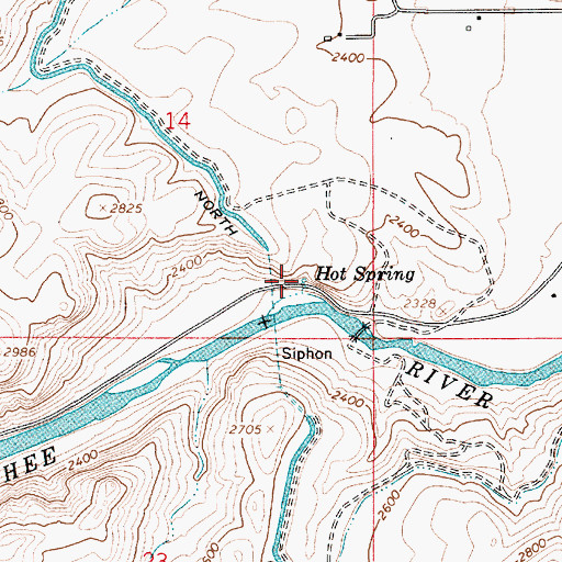 Topographic Map of Hot Spring, OR