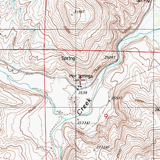 Topographic Map of Hot Spring, OR