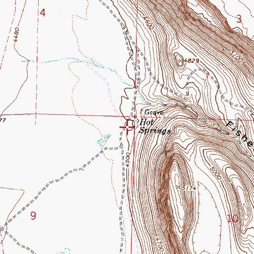 Topographic Map of Hot Springs, OR