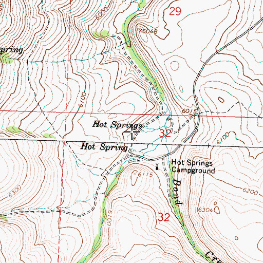 Topographic Map of Hot Springs, OR