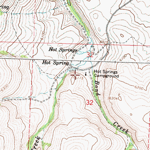 Topographic Map of Hot Springs Campground (historical), OR