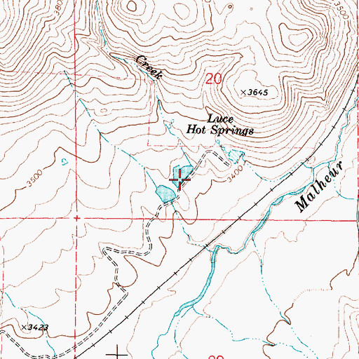 Topographic Map of Hot Springs Creek, OR