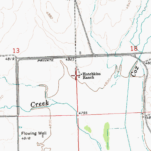 Topographic Map of Hotchkiss Ranch, OR