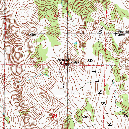 Topographic Map of House Butte, OR
