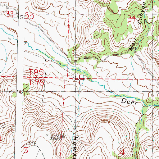 Topographic Map of Howard Canyon, OR