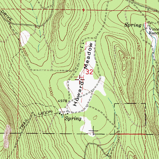 Topographic Map of Howard Meadow, OR