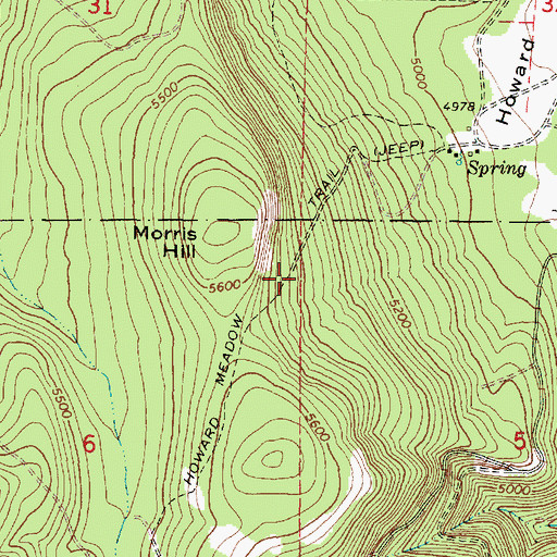 Topographic Map of Howard Meadow Trail, OR