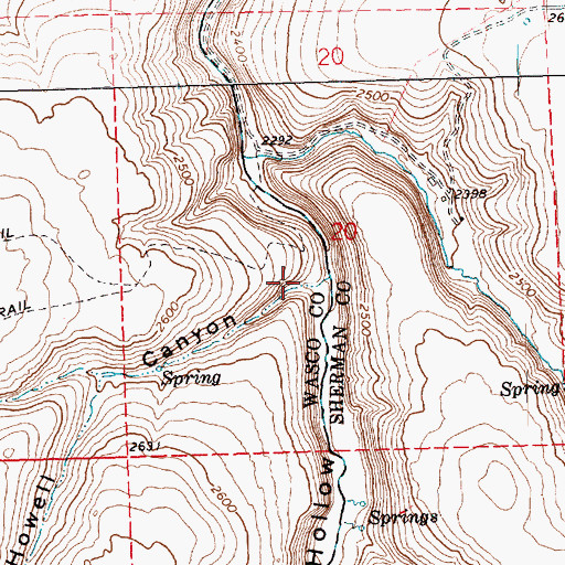 Topographic Map of Howell Canyon, OR