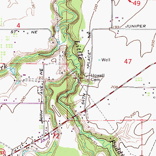 Topographic Map of Howell Cemetery, OR