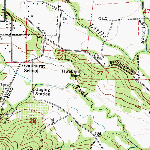 Topographic Map of Hubbard Cemetery, OR