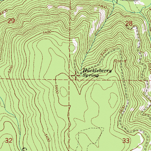 Topographic Map of Huckleberry Spring, OR