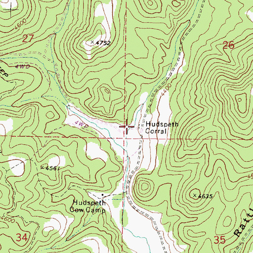 Topographic Map of Hudspeth Corral, OR