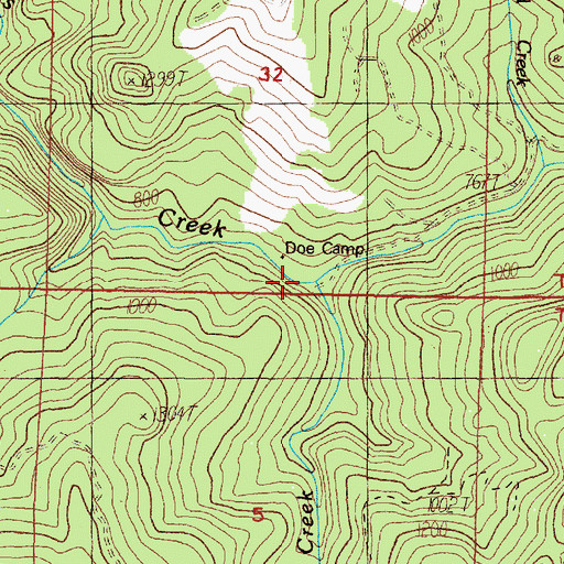 Topographic Map of Huff Creek, OR
