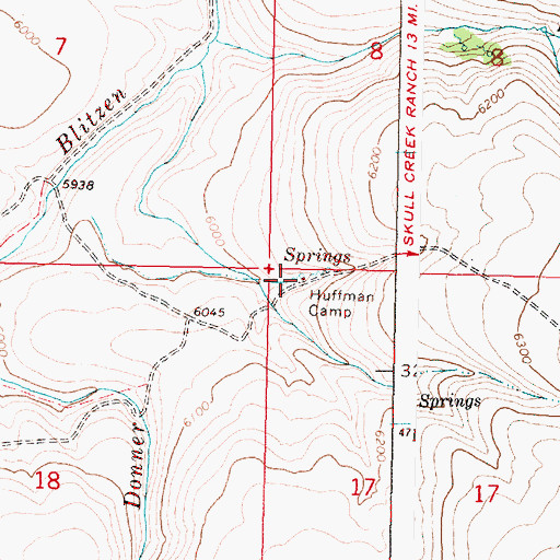 Topographic Map of Huffman Camp, OR