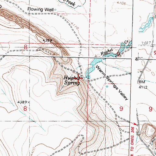 Topographic Map of Hughet Spring, OR