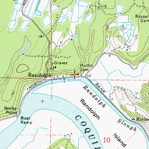 Topographic Map of Hultin Cemetery, OR