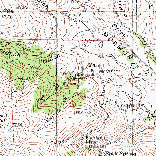 Topographic Map of Humboldt Mine, OR
